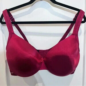 Cacique cranberry red underwire satin lined full coverage bra size 42DDD